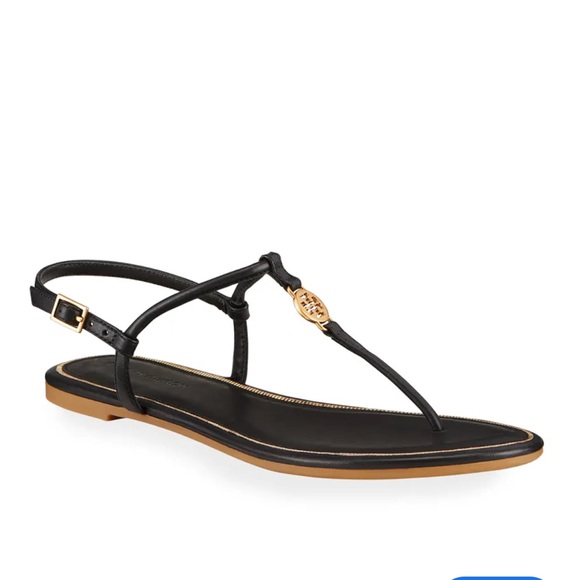 Tory Burch Shoes - Tory Burch Emmy Flat T-Strap Sandals Black Size 9.5